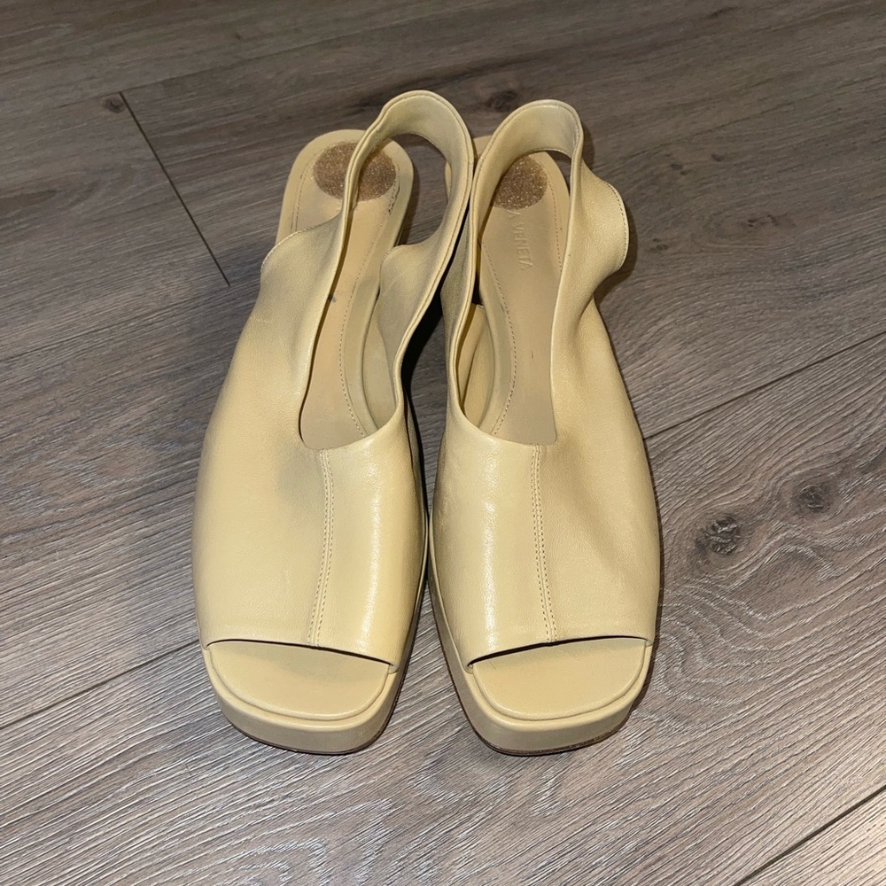 Bottega Veneta Leather Slingback Block Heel Sandals in Nude